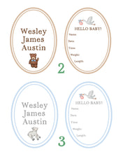 Load image into Gallery viewer, Digital Download: Hello Baby Boy! Set of 2 Custom Baby Name & Birth Details Cards