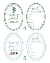Load image into Gallery viewer, Digital Download: Hello Baby Boy! Set of 2 Custom Baby Name & Birth Details Cards