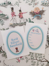 Load image into Gallery viewer, Hello Baby Boy! Set of 2 Custom Baby Name & Birth Details Cards