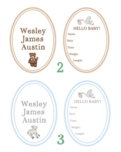 Hello Baby Boy! Set of 2 Custom Baby Name & Birth Details Cards