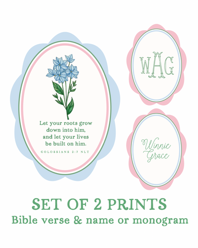 Set of 2 Custom Art Prints | Colossians 2:7