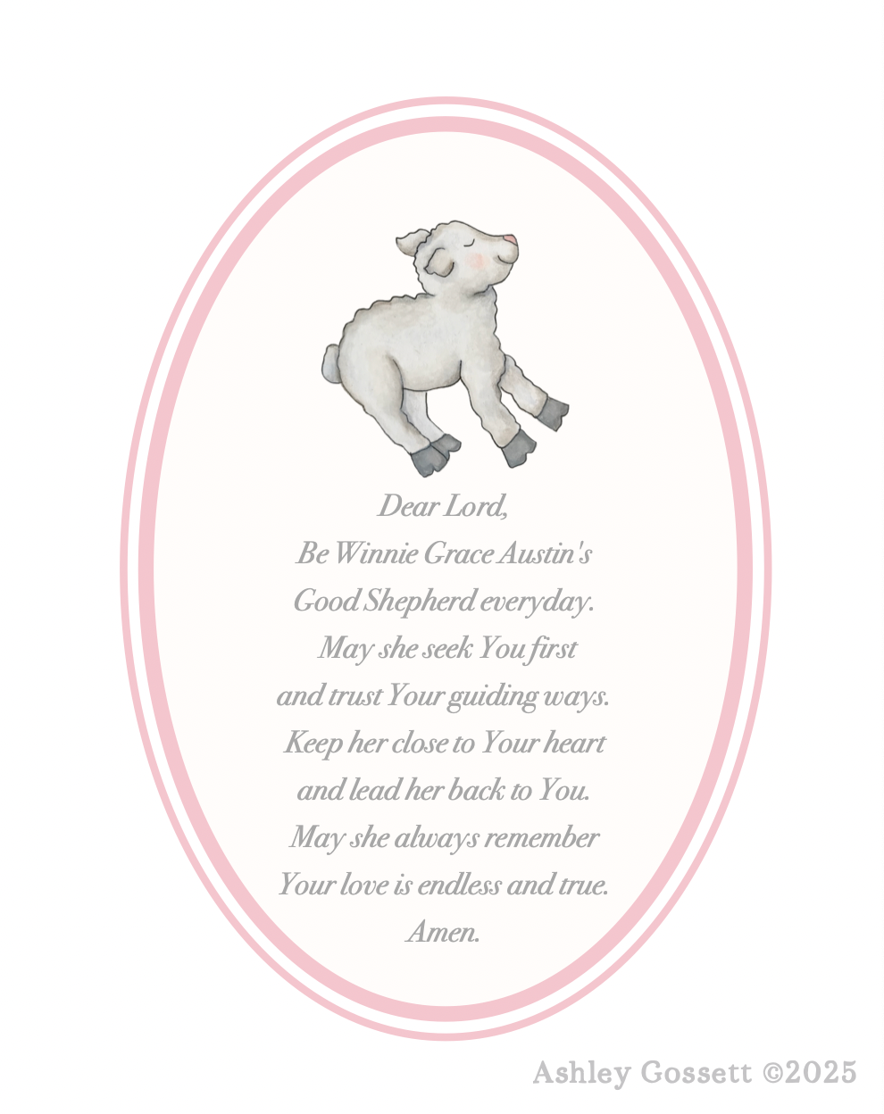 Custom Name Prayer Art Print For Baby Girl | 8x10 Inches