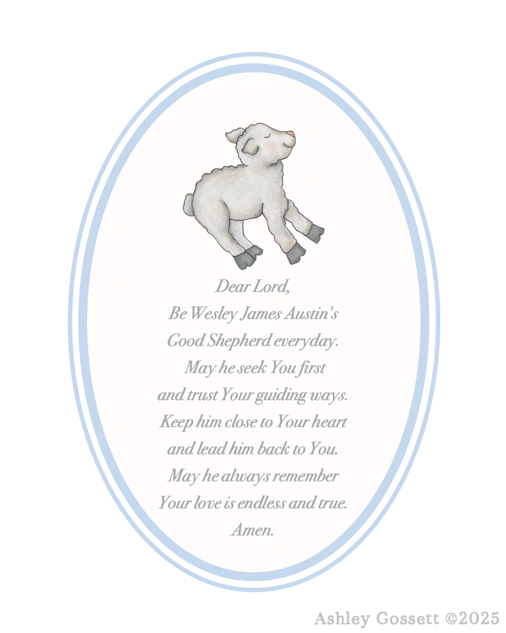 Custom Name Prayer Art Print For Baby Boy | 8x10 Inches