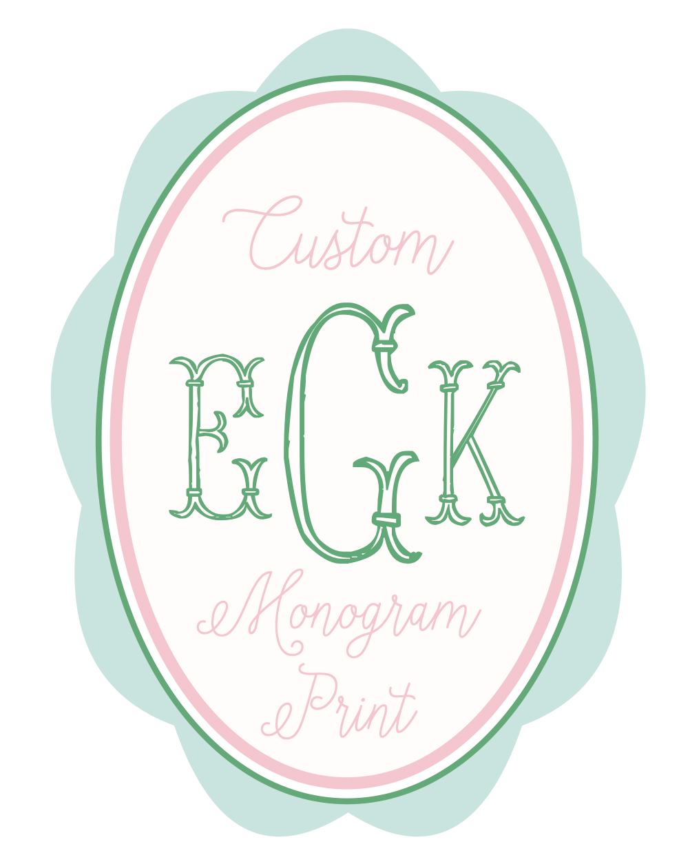 Custom Monogram Art Print | 8x10 Inches | Multiple Colors Available