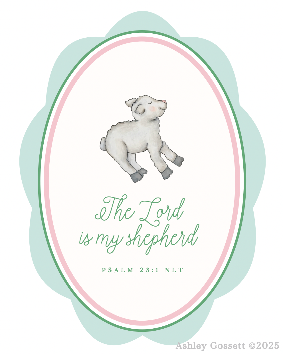 Art Print | Psalm 23:1 | Scalloped Frame